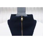 Louis Vuitton Striped Stand Collar Zip-Up Wool Jacket