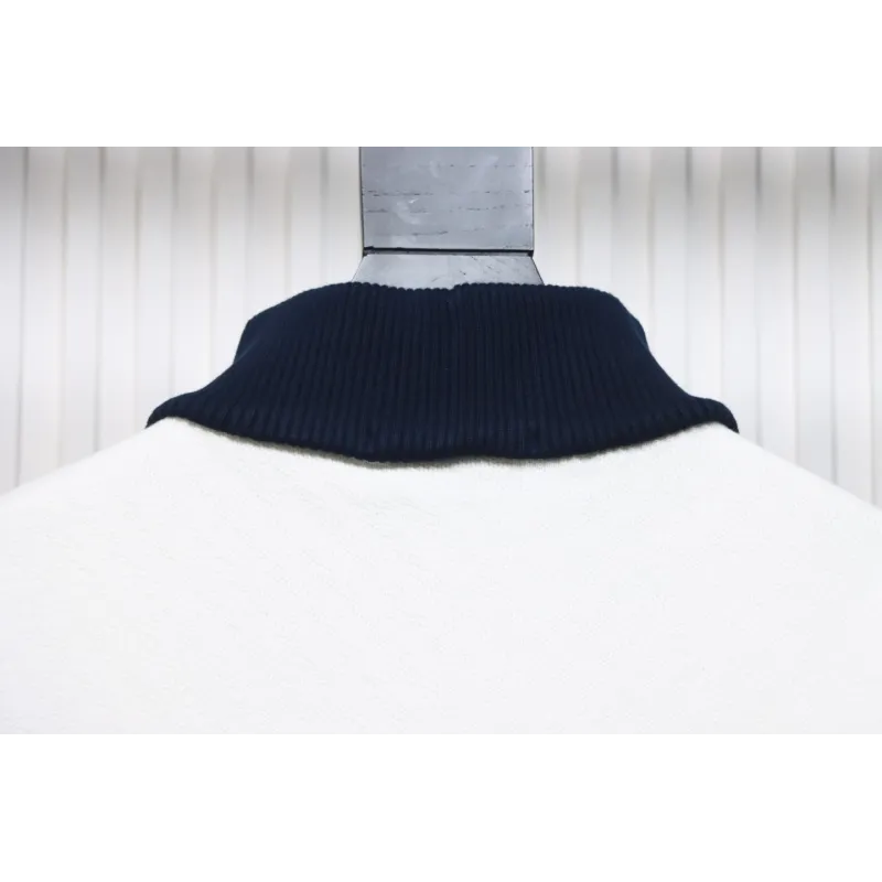 Louis Vuitton Striped Stand Collar Zip-Up Wool Jacket