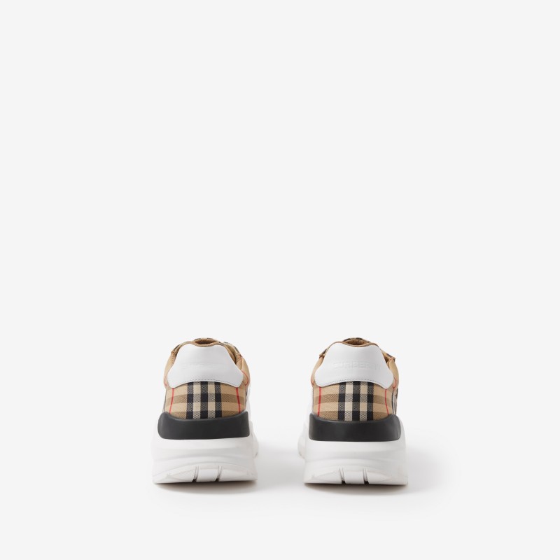Burberry House Check Pattern Canvas Sneakers Beige/White