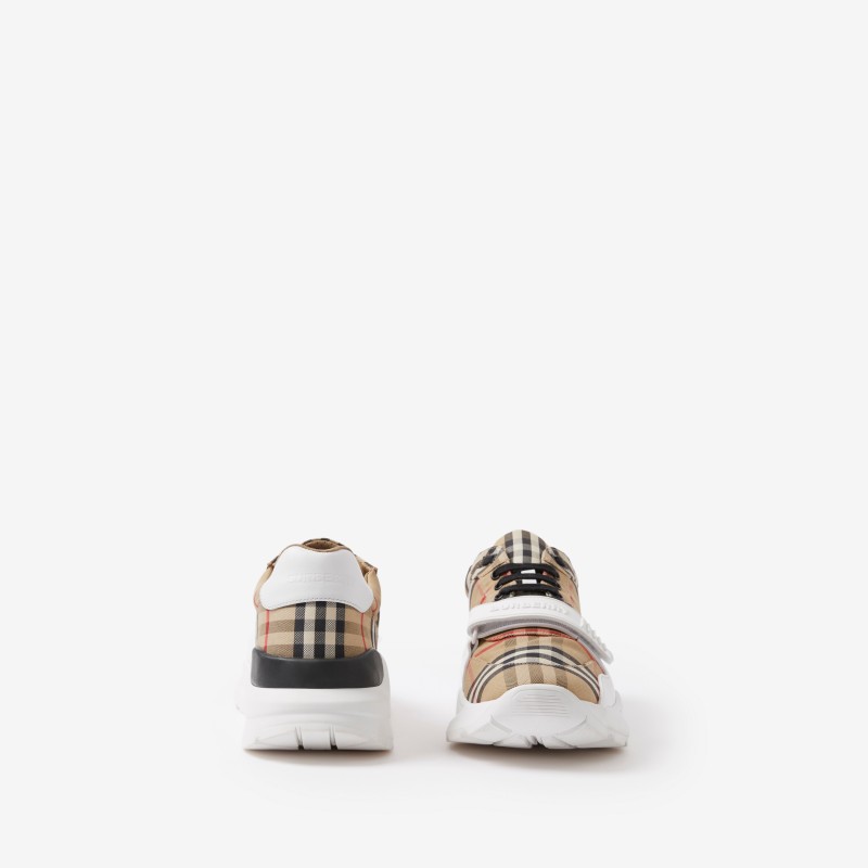 Burberry House Check Pattern Canvas Sneakers Beige/White