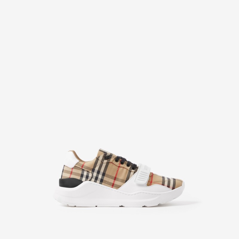 Burberry House Check Pattern Canvas Sneakers Beige/White