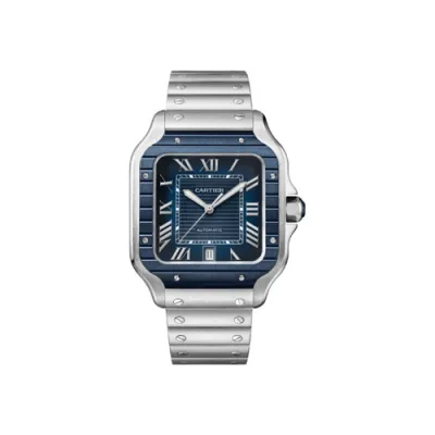 Pkstockx Cartier Santos De Cartier Blue Dial Stainless Steel Men's Watch WSSA0048 01
