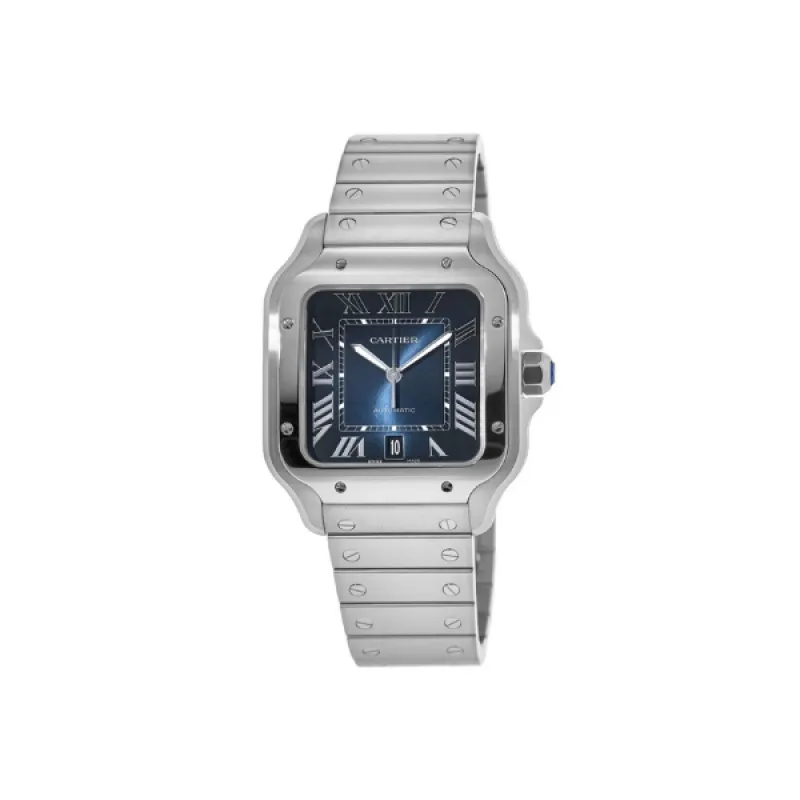 Pkstockx Cartier Santos De Cartier Large Blue Dial Stainless Steel Men's Watch WSSA0030