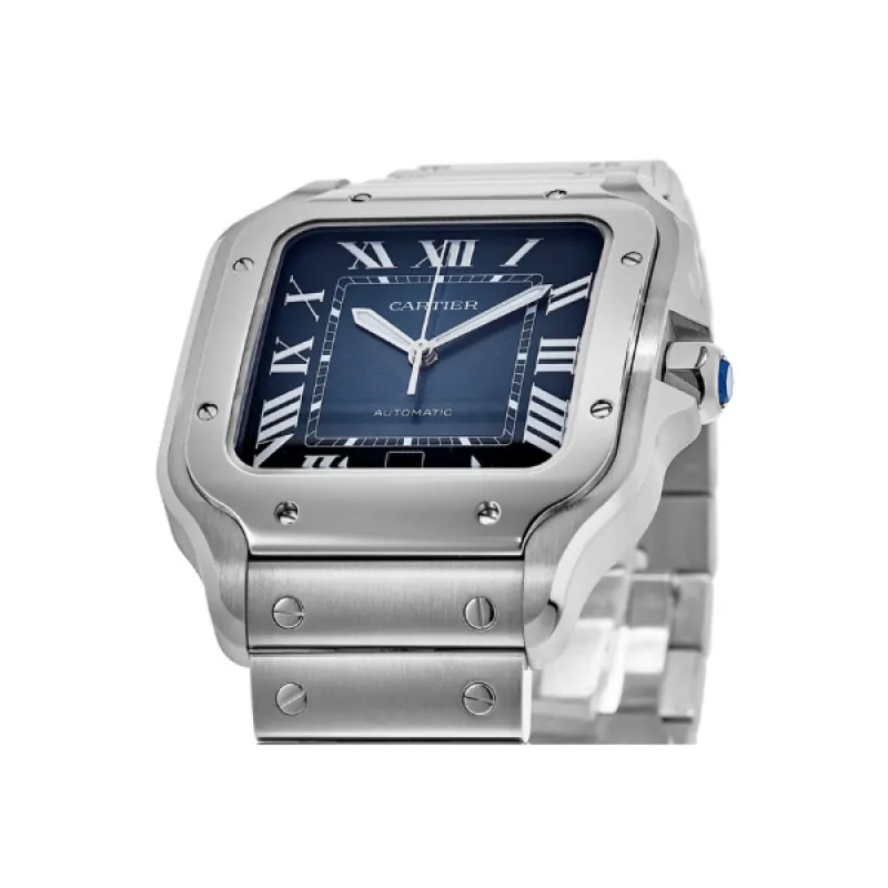 Pkstockx Cartier Santos De Cartier Large Blue Dial Stainless Steel Men's Watch WSSA0030