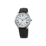 Pkstockx Cartier Ronde Must De Cartier Silver Dial Leather Strap Men's Watch WSRN0032