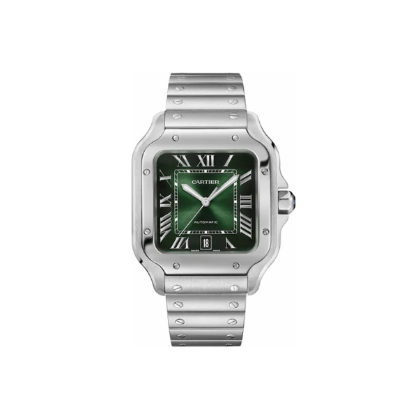 Pkstockx Cartier Santos De Cartier Automatic Green Dial Steel Men's Watch WSSA0062