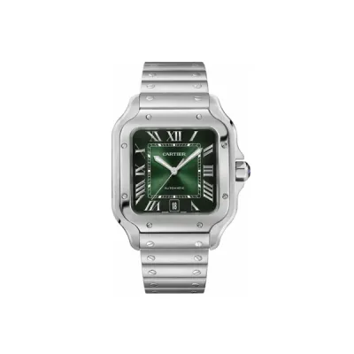 Pkstockx Cartier Santos De Cartier Automatic Green Dial Steel Men's Watch WSSA0062 01