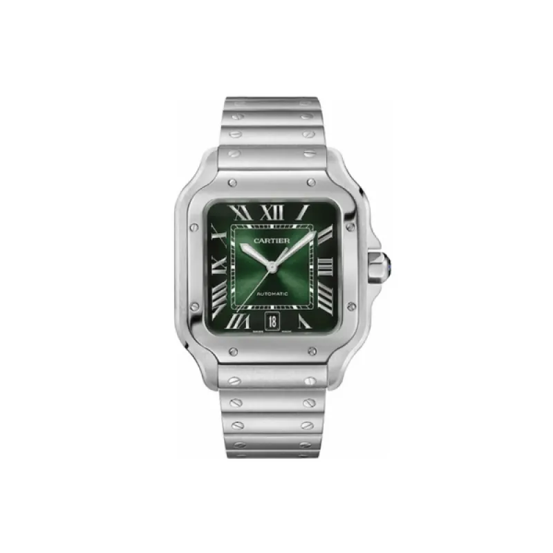 Pkstockx Cartier Santos De Cartier Automatic Green Dial Steel Men's Watch WSSA0062