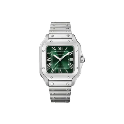 Pkstockx Cartier Santos De Cartier Medium Automatic Green Dial Steel Women's Watch WSSA0061 01