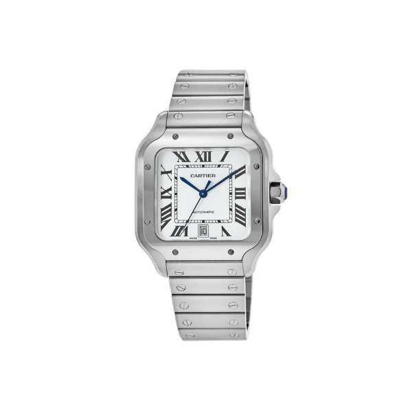 Pkstockx Cartier Santos De Cartier Silver Dial Stainless Steel Men's Watch WSSA0018
