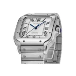 Pkstockx Cartier Santos De Cartier Silver Dial Stainless Steel Men's Watch WSSA0018