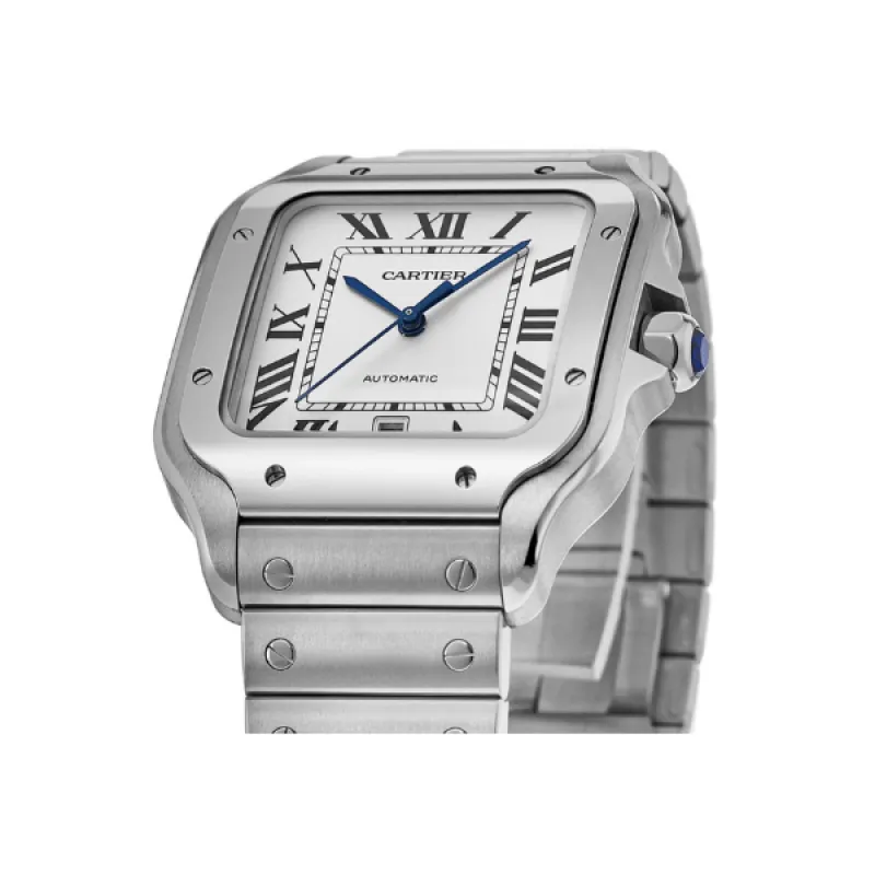 Pkstockx Cartier Santos De Cartier Silver Dial Stainless Steel Men's Watch WSSA0018