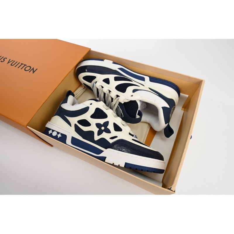 PK God Batch LOUIS VUITTON Leather lace up Fashionable Board Shoes Blue 51BCOLRB