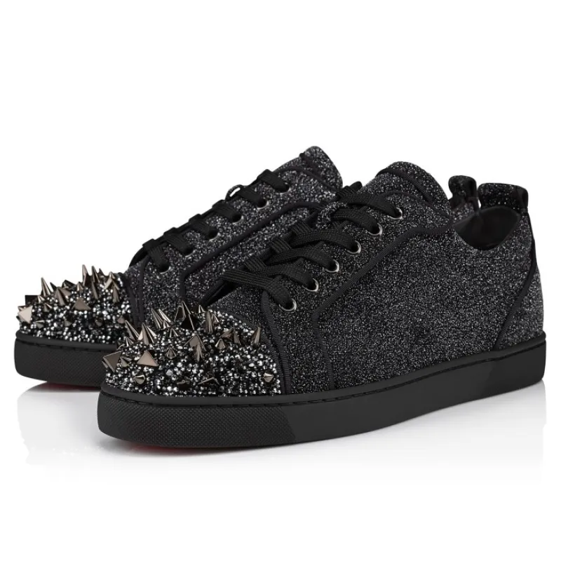 Christian Louboutin  Louis Junior P Pik Pik Strass Sneakers Black