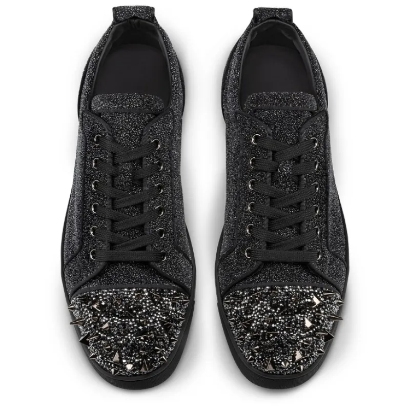 Christian Louboutin  Louis Junior P Pik Pik Strass Sneakers Black