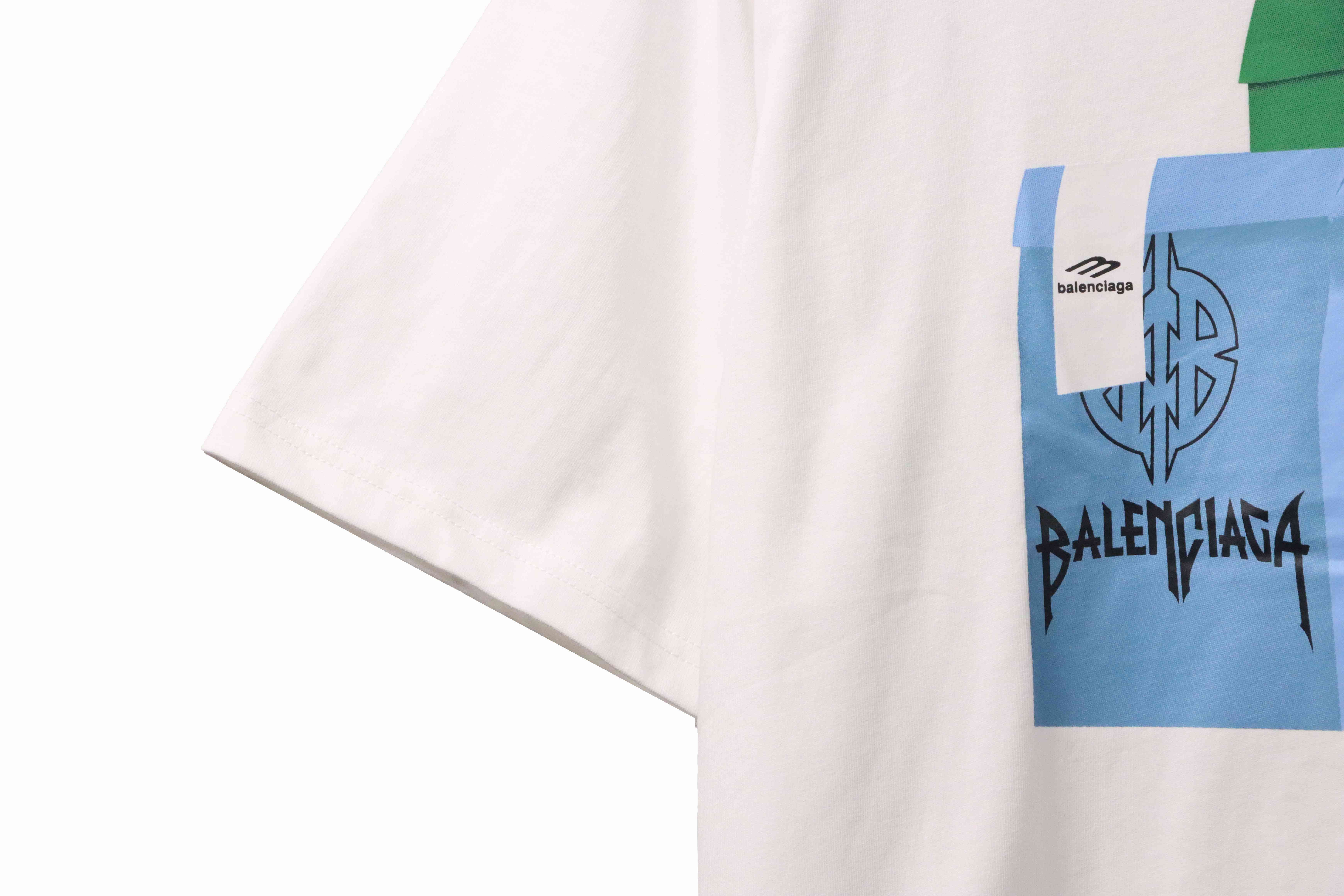 Balenciaga Eco-friendly Paper Bag Printed Short Sleeve White