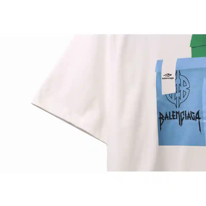 Balenciaga Eco-friendly Paper Bag Printed Short Sleeve White