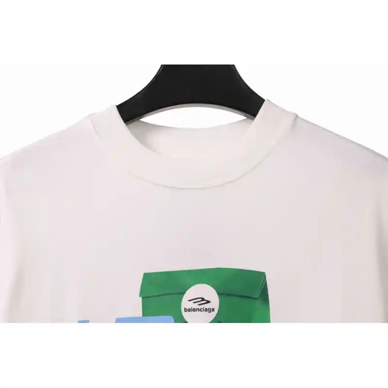 Balenciaga Eco-friendly Paper Bag Printed Short Sleeve White