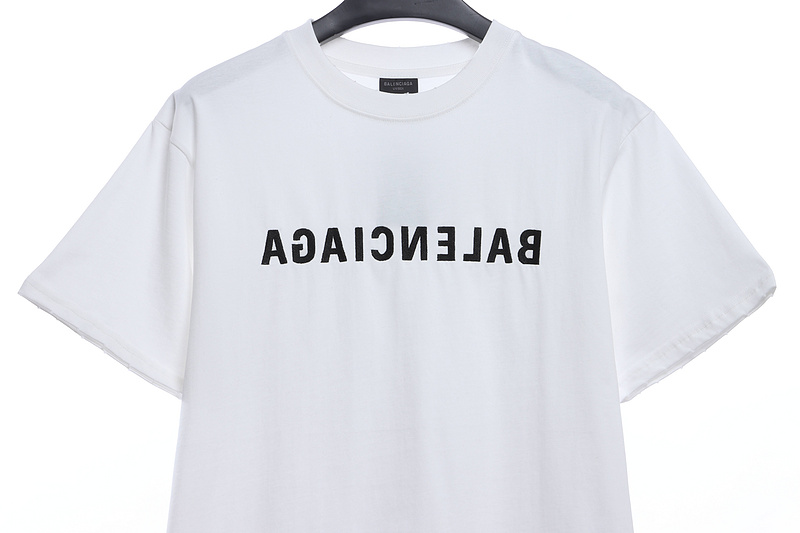Balenciaga embroidered letters distressed short-sleeve white