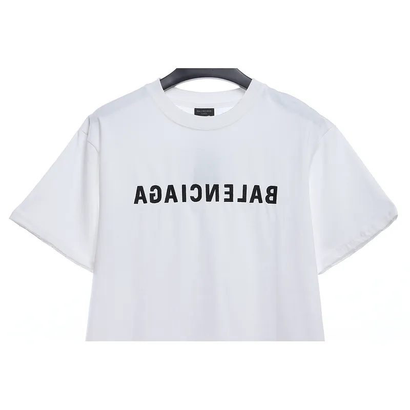 Balenciaga embroidered letters distressed short-sleeve white