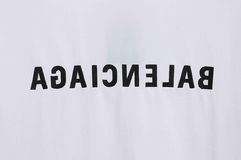 Balenciaga embroidered letters distressed short-sleeve white