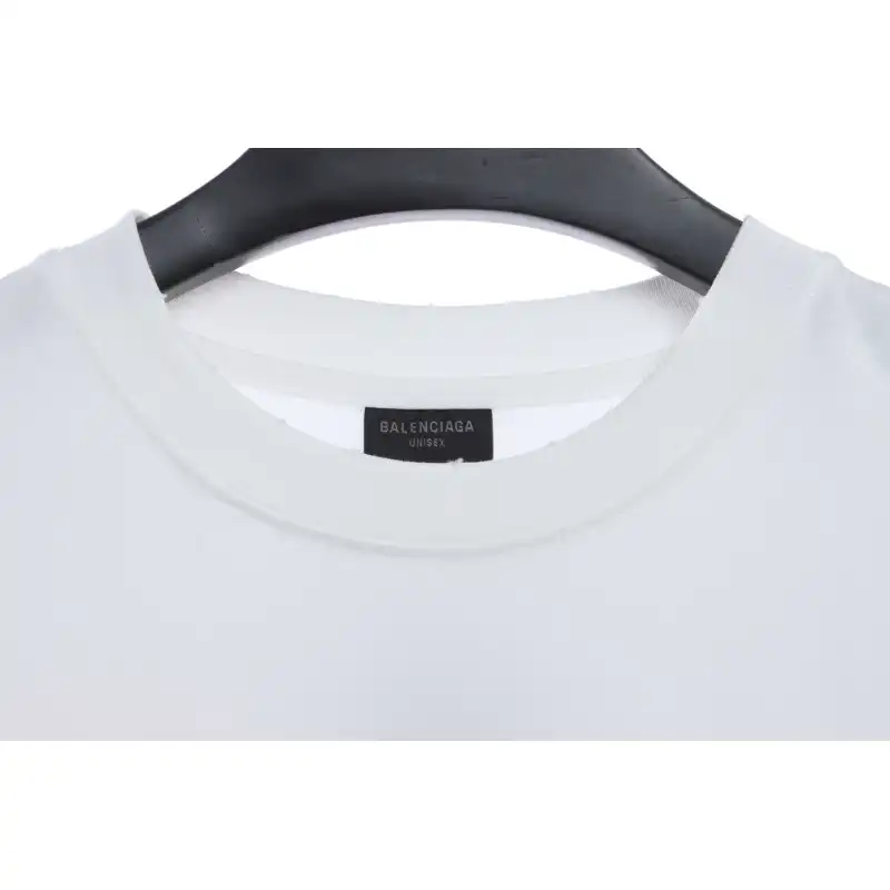 Balenciaga embroidered letters distressed short-sleeve white