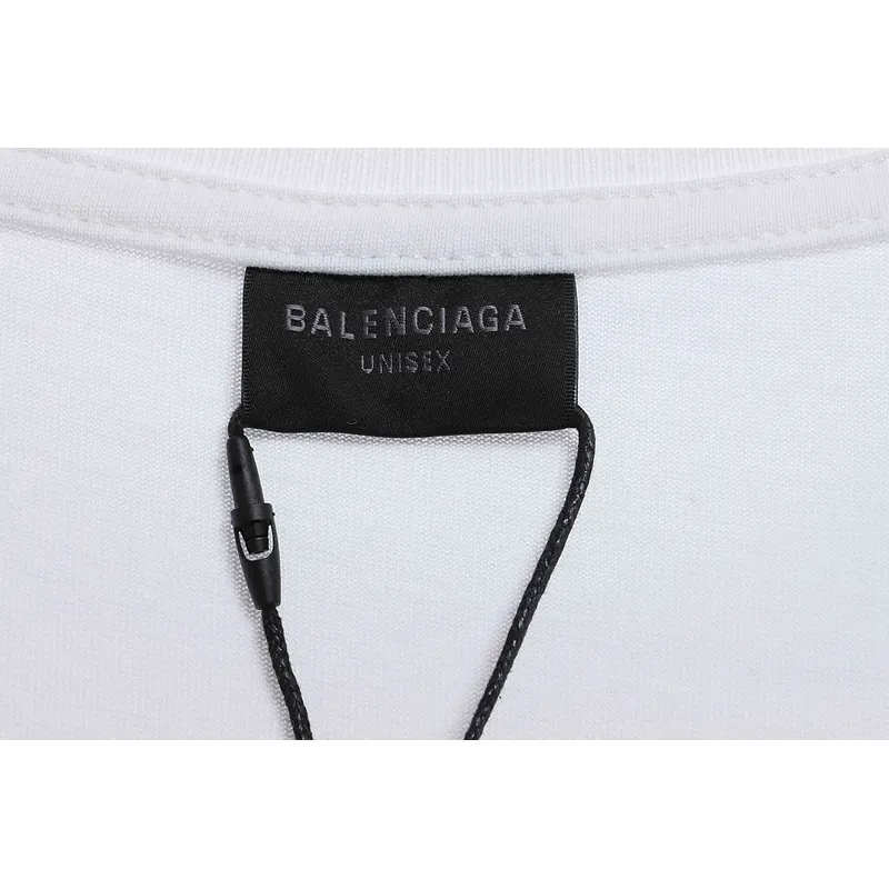 Balenciaga embroidered letters distressed short-sleeve white