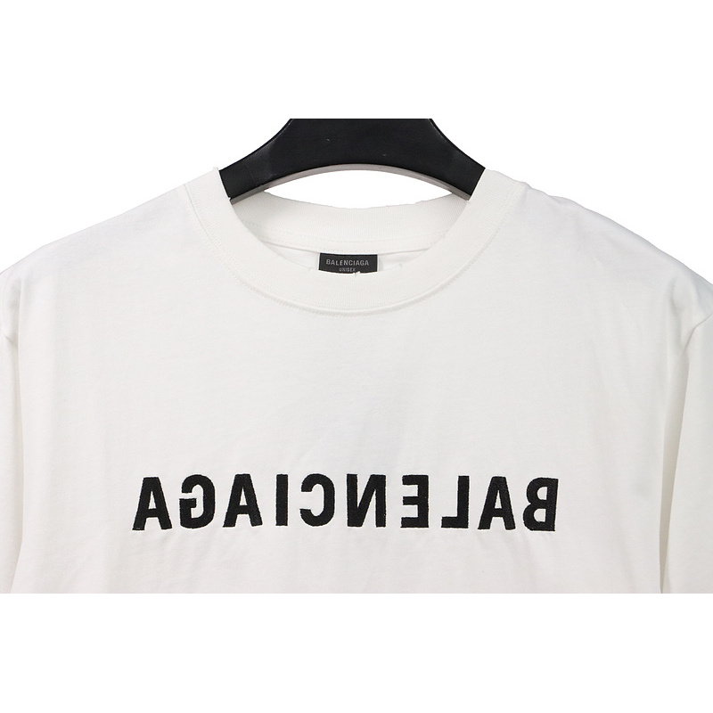 Balenciaga embroidered letters distressed short sleeves