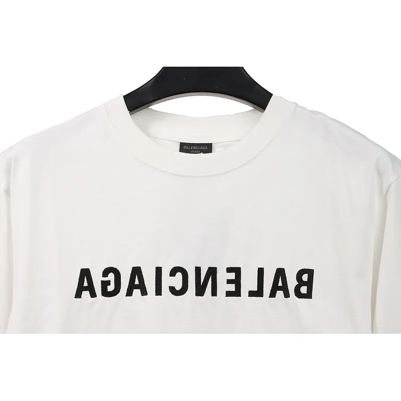 Balenciaga embroidered letters distressed short sleeves