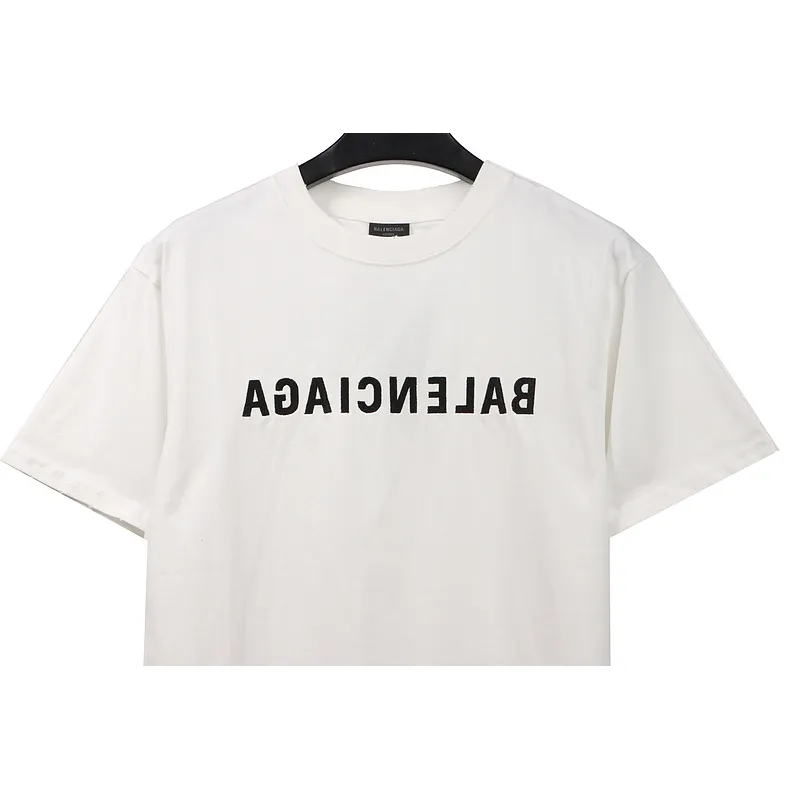 Balenciaga embroidered letters distressed short sleeves