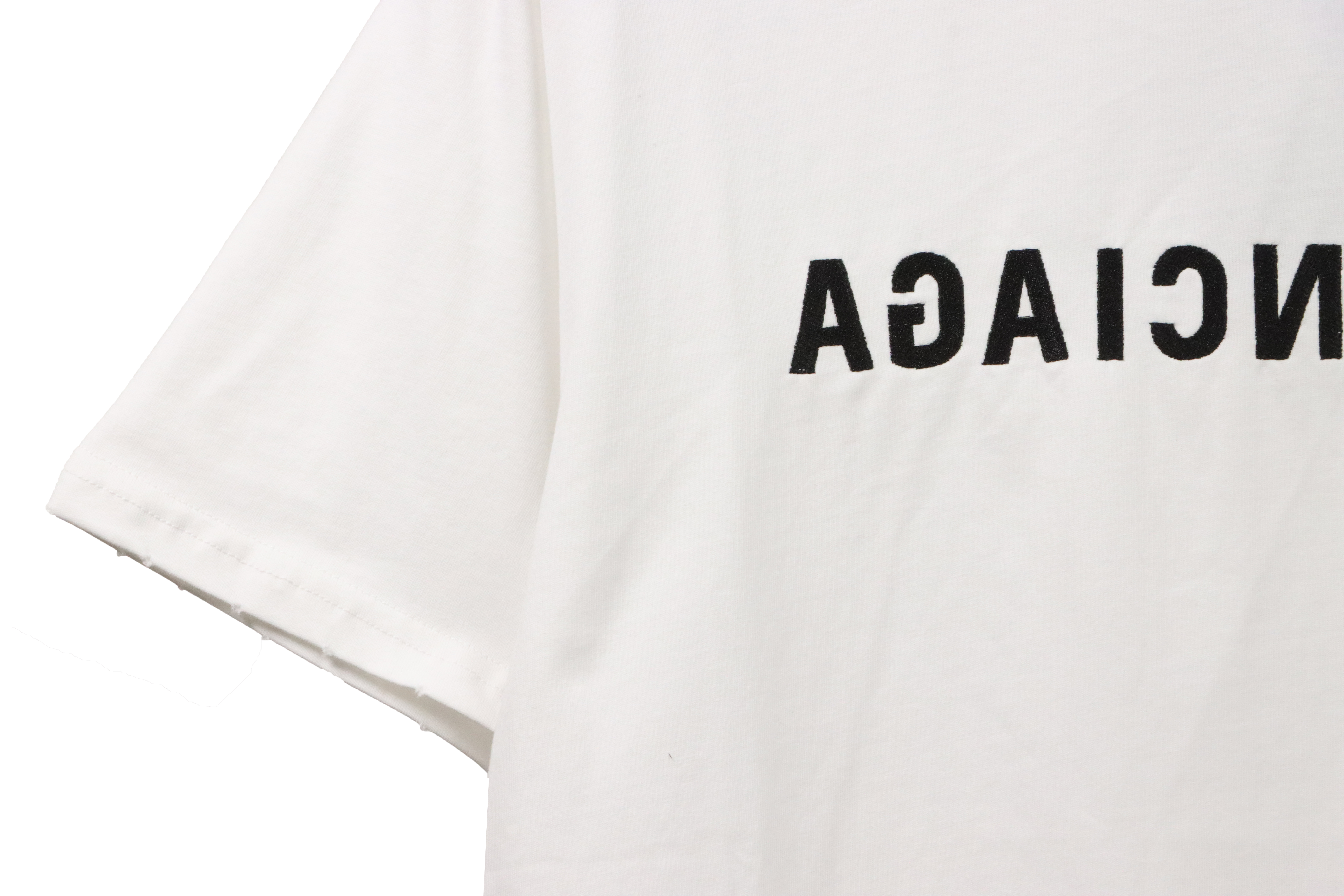 Balenciaga embroidered letters distressed short sleeves
