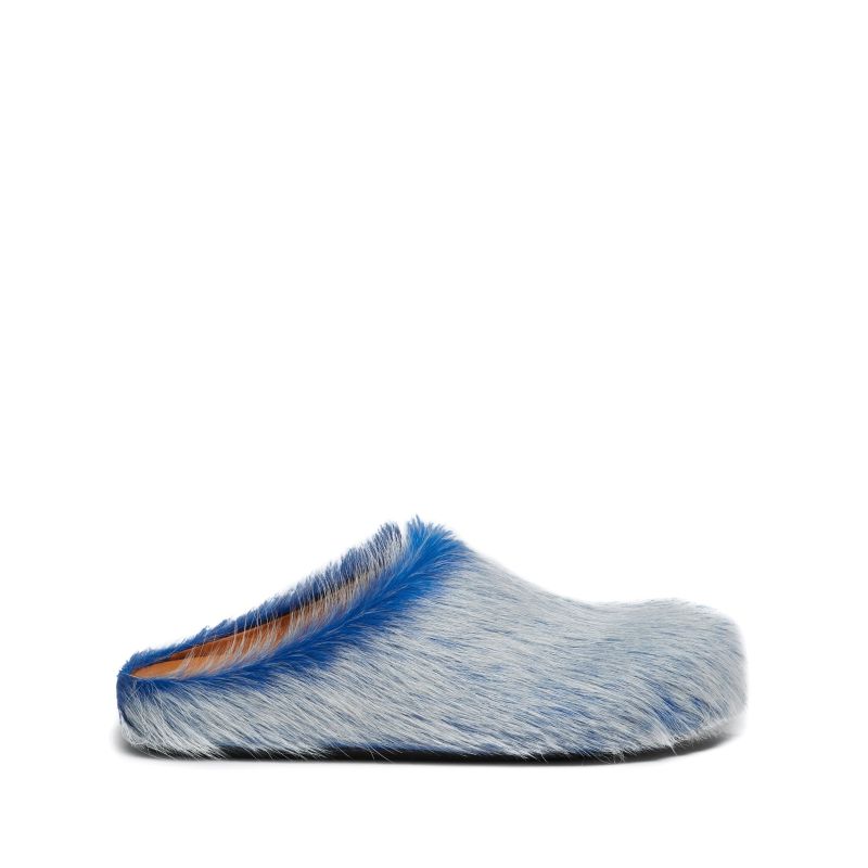 Marni Long hair Calfskin Fussbett Clogs Blue SBMR000600P8006