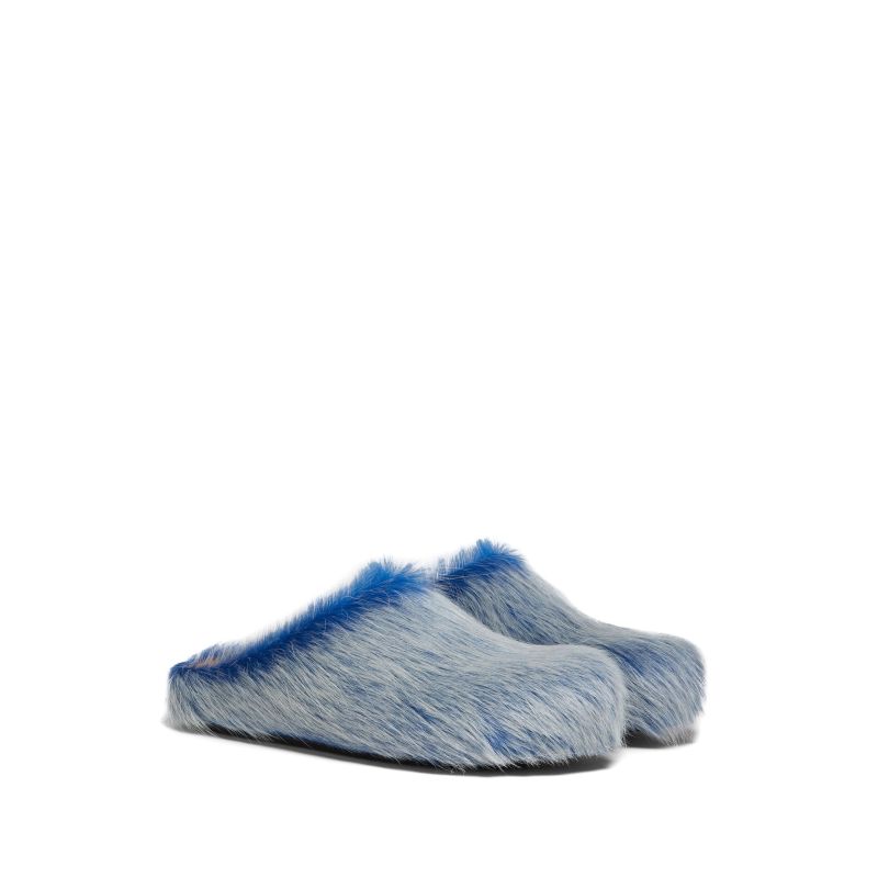 Marni Long hair Calfskin Fussbett Clogs Blue SBMR000600P8006