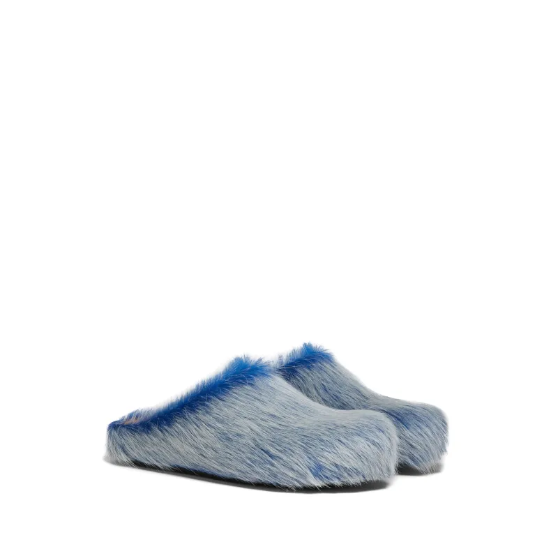 Marni Long hair Calfskin Fussbett Clogs Blue SBMR000600P8006