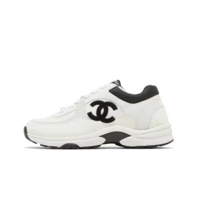 PK God Batch Chanel Low Top Trainer Suede White Black 01