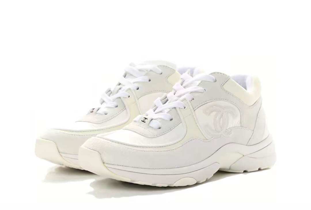 PK God Batch Chanel Triple White Chanel CC Logo Low Top