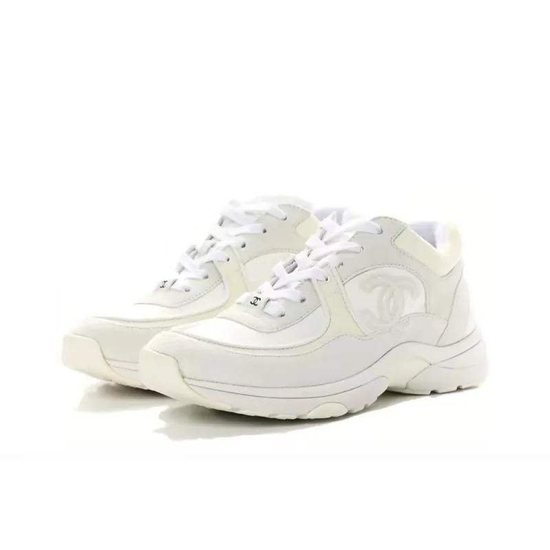 PK God Batch Chanel Triple White Chanel CC Logo Low Top