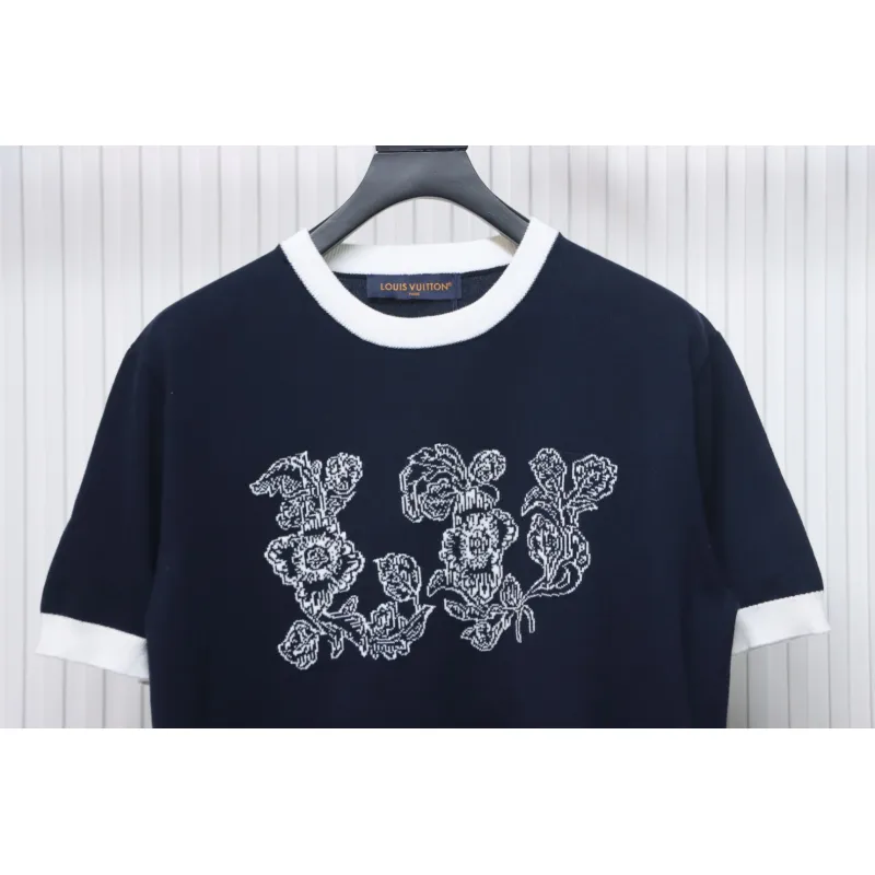 High Quality Batch Louis Vuitton 25ss early spring new short-sleeved sunflower floral knitted short-sleeved
