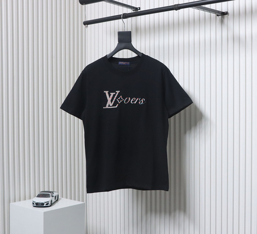 High Quality Batch Louis Vuitton 25ss rainbow woven embroidered short sleeve Black