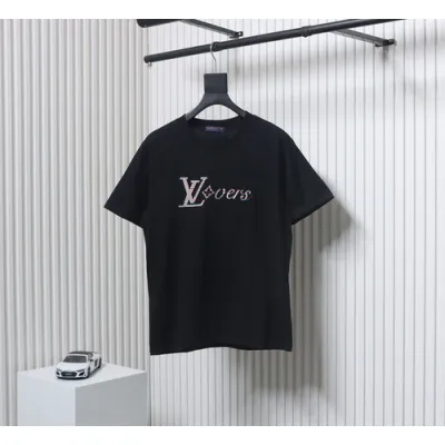High Quality Batch Louis Vuitton 25ss rainbow woven embroidered short sleeve Black 01