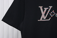 High Quality Batch Louis Vuitton 25ss rainbow woven embroidered short sleeve Black