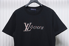 High Quality Batch Louis Vuitton 25ss rainbow woven embroidered short sleeve Black