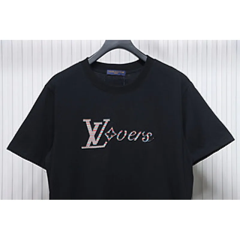 High Quality Batch Louis Vuitton 25ss rainbow woven embroidered short sleeve Black