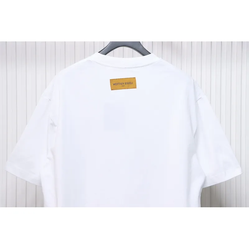 High Quality Batch Louis Vuitton Comic Cartoon Flame Letter Print Short Sleeve White