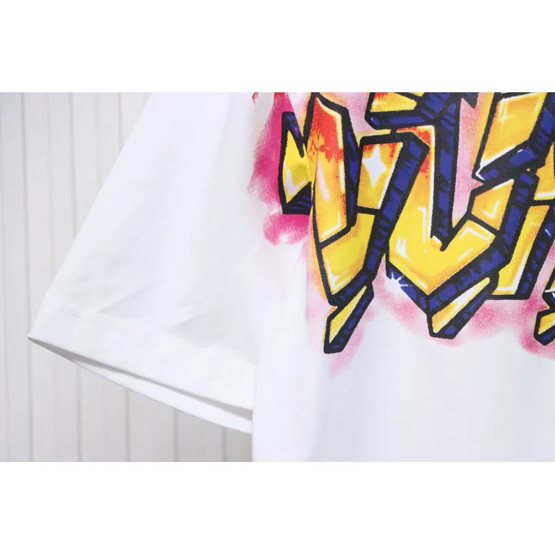 High Quality Batch Louis Vuitton Comic Cartoon Flame Letter Print Short Sleeve White