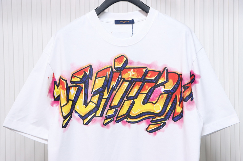 High Quality Batch Louis Vuitton Comic Cartoon Flame Letter Print Short Sleeve White