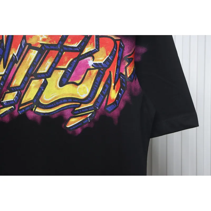 High Quality Batch Louis Vuitton Comic Cartoon Flame Letters Printed Short Sleeve