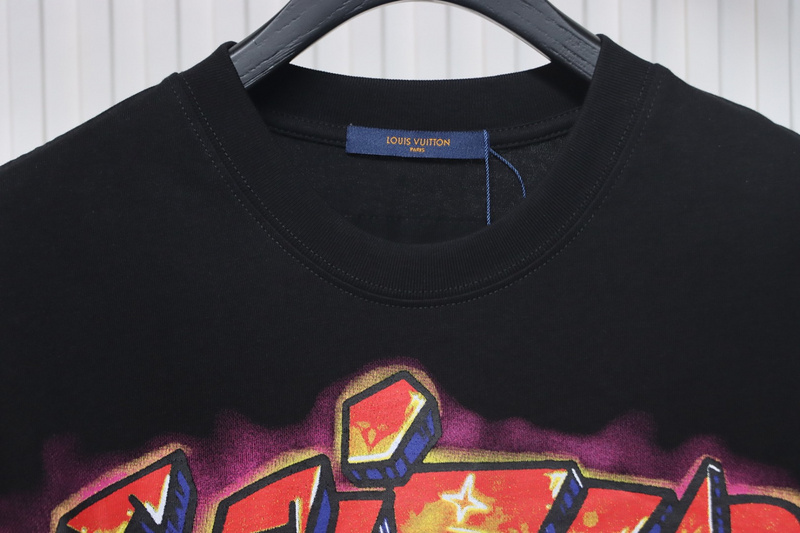 High Quality Batch Louis Vuitton Comic Cartoon Flame Letters Printed Short Sleeve