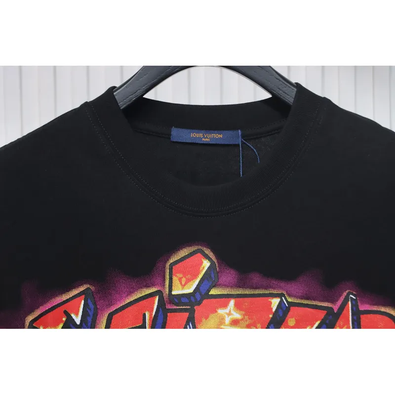 High Quality Batch Louis Vuitton Comic Cartoon Flame Letters Printed Short Sleeve