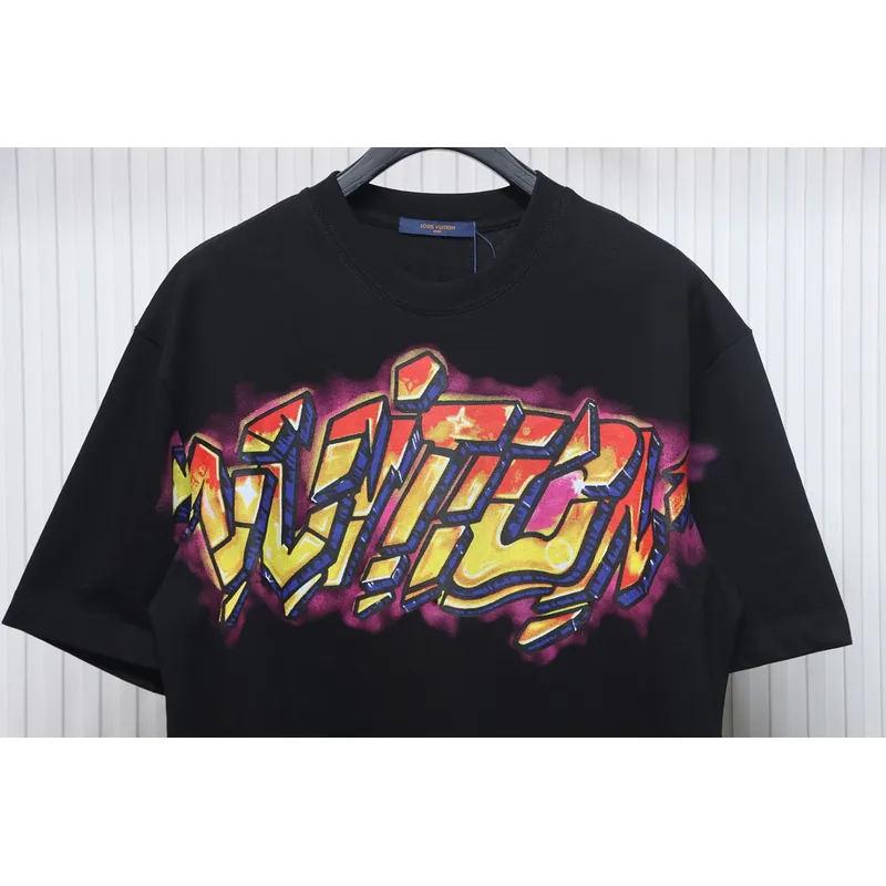 High Quality Batch Louis Vuitton Comic Cartoon Flame Letters Printed Short Sleeve